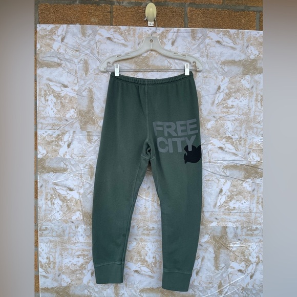 “Free City ‘FLOW’ French Terry Logo Sweatpants – Small, Olive Green - Picture 1 of 10
